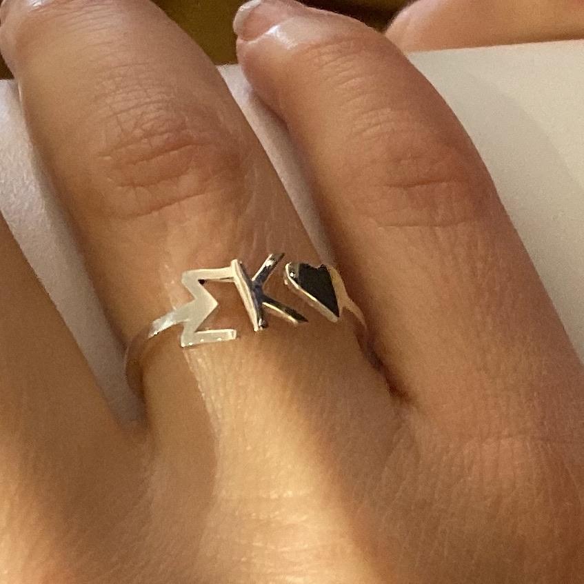 Sterling Silver Sigma Kappa (SigKap) ring | mazi + zo sorority jewelry
