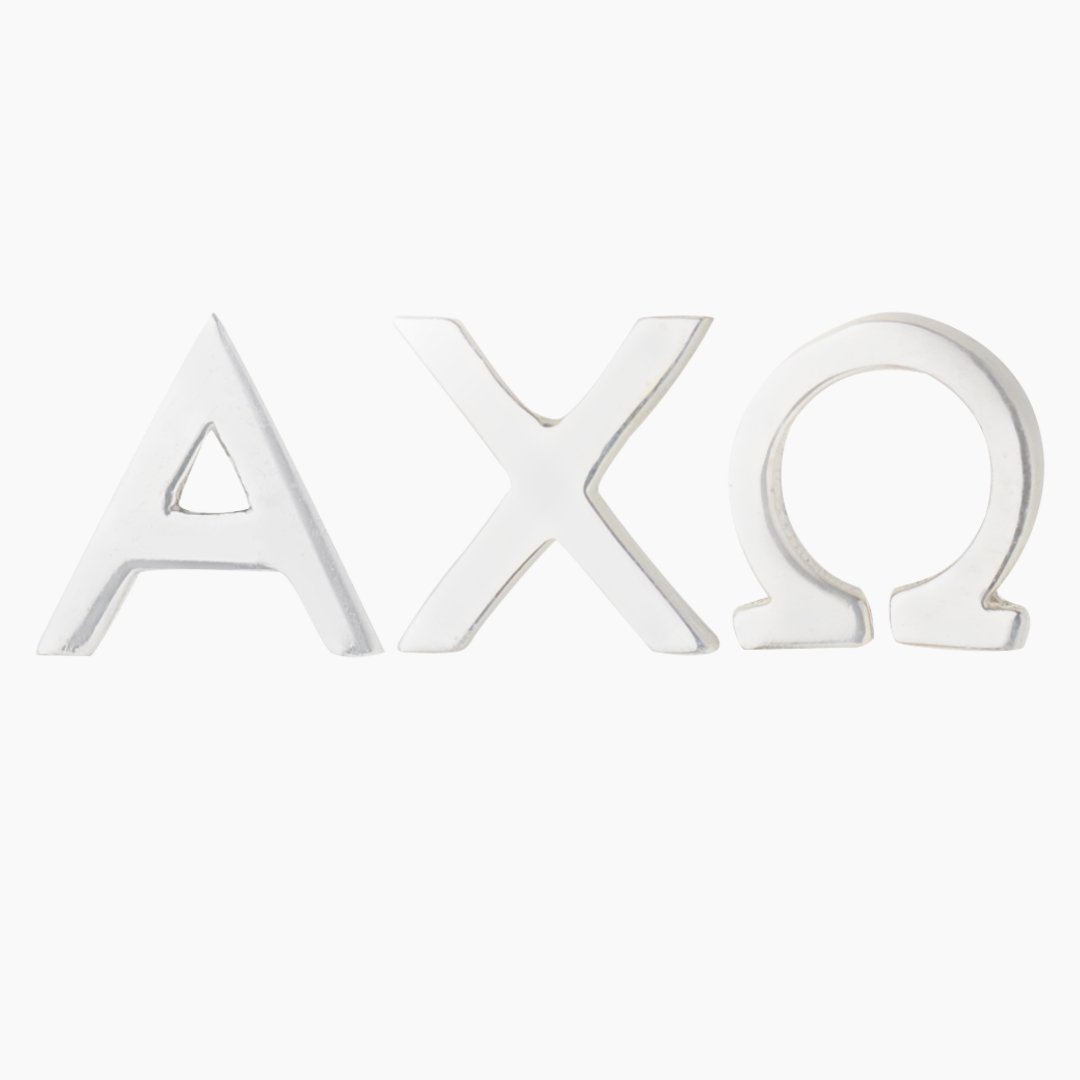 Silver Alpha Chi Omega (AXO) earrings | mazi + zo sorority jewelry