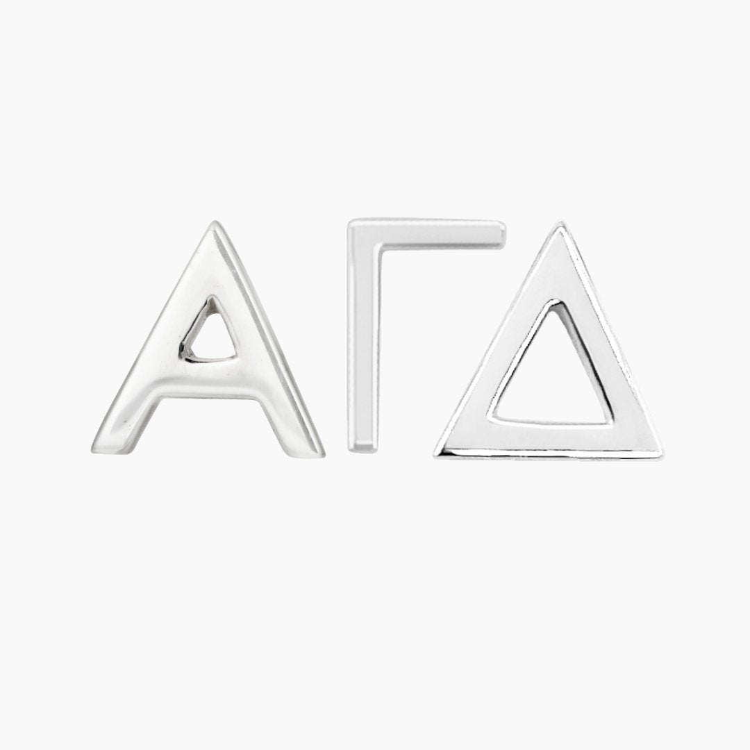 Sterling Silver Alpha Gamma Delta (AGD) Earrings | mazi + zo sorority jewelry