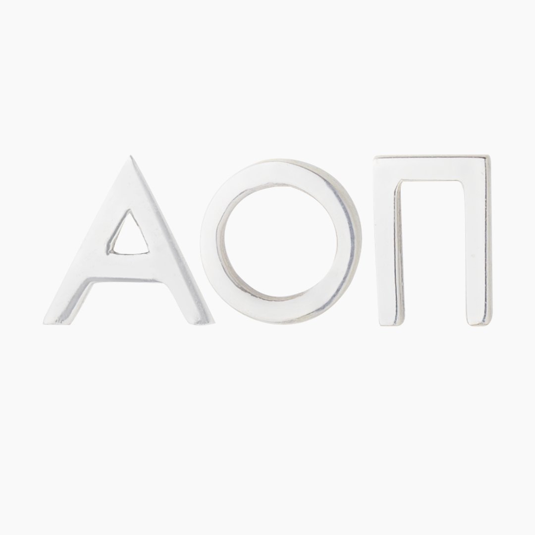 Silver Alpha Omicron Pi (AOII) earrings