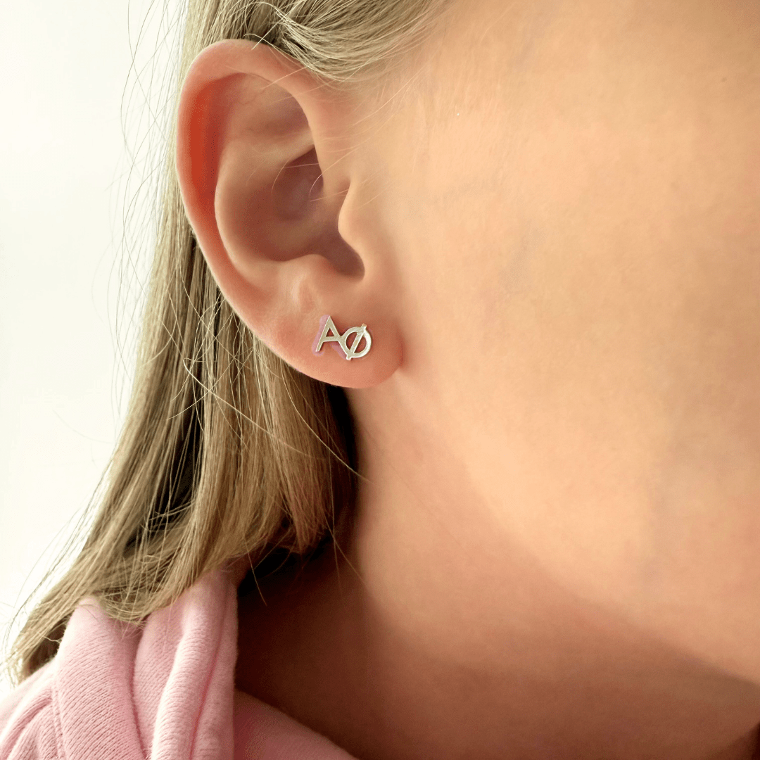 Silver Alpha Phi Stud Earring