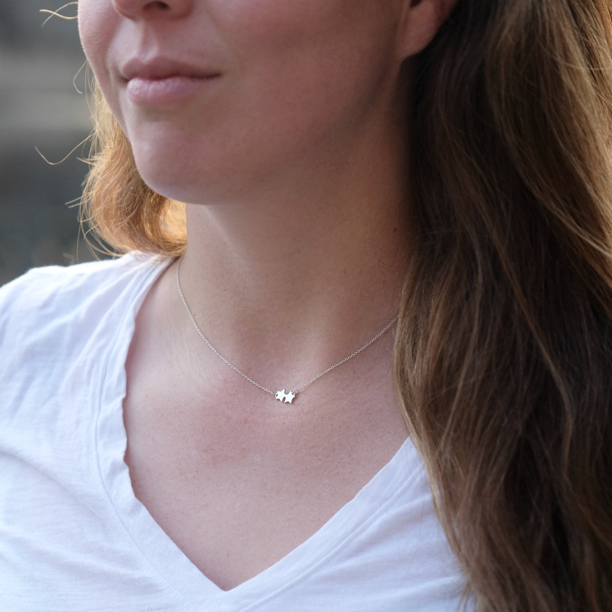 Sterling Silver Double Star Necklace | mazi + zo jewelry