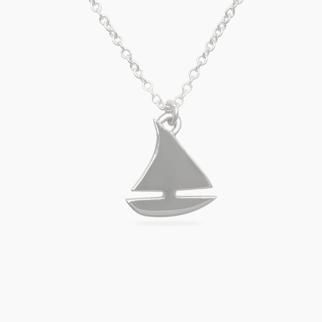 Tri Sigma Necklace | Silver | Sailboat | mazi + zo sorority jewelry