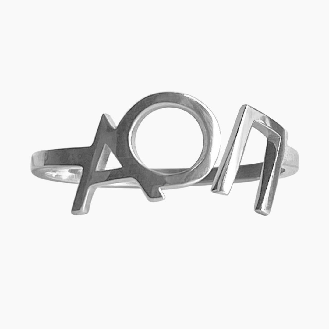Silver Alpha Omicron Pi (AOII) ring mazi + zo sorority jewelry
