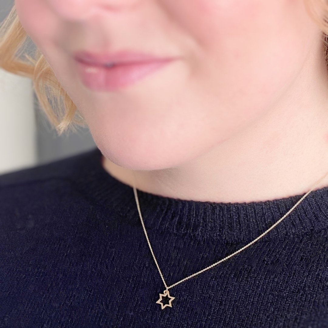 14k Gold Jewish Star Necklace | Star of David | mazi + zo jewelry