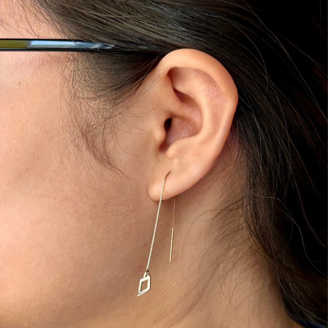14k Gold Kappa Alpha Theta Kite Threader Earrings | mazi + zo sorority jewelry