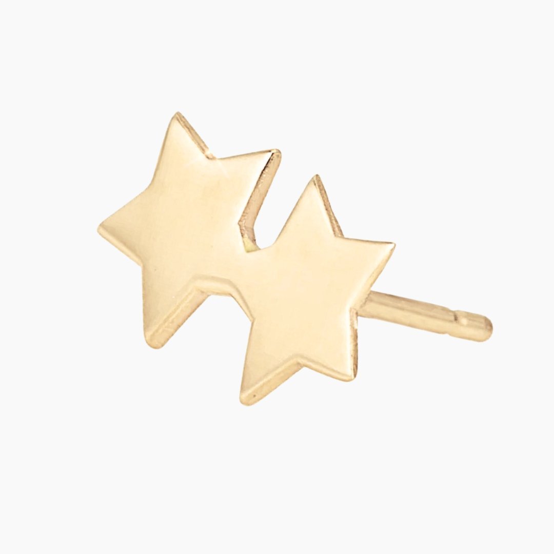 14k Gold Double Star Earrings | mazi + zo jewelry