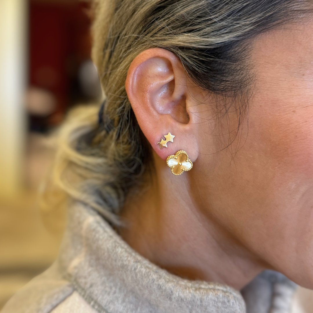 14k Gold Double Star Earrings | mazi + zo jewelry