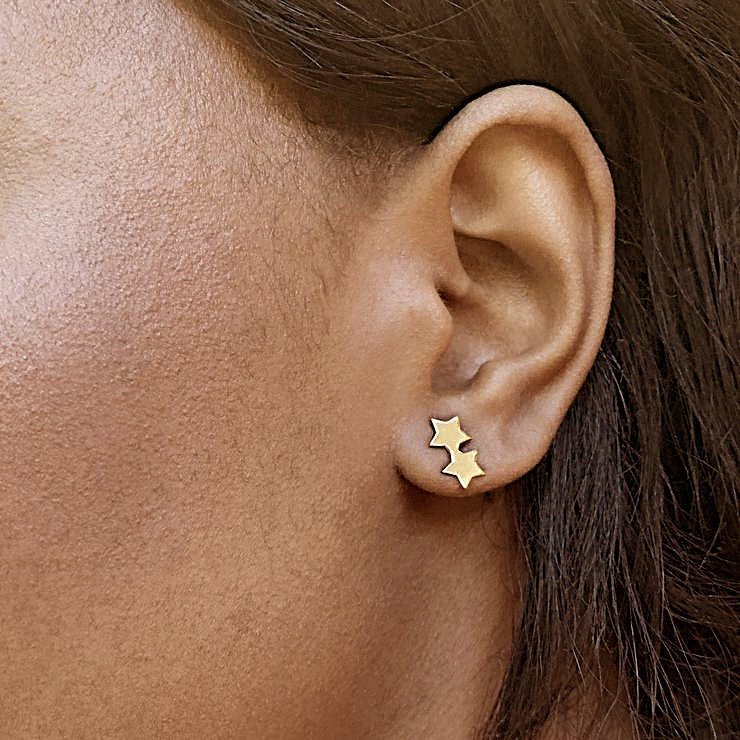 14k Gold Kappa Alpha Theta Twin Star Earrings | mazi + zo sorority jewelry