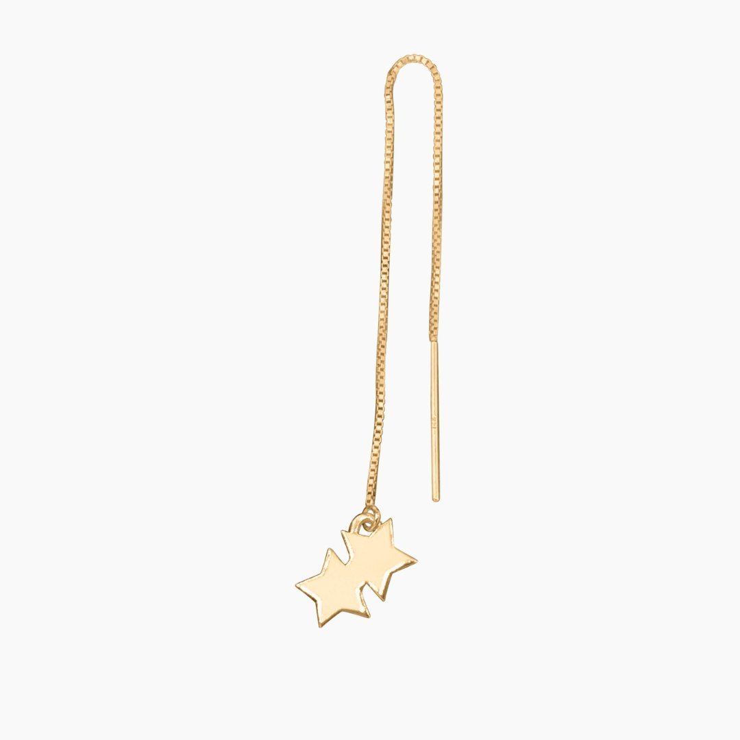 14k Gold Double Star Threader Earrings | mazi + zo