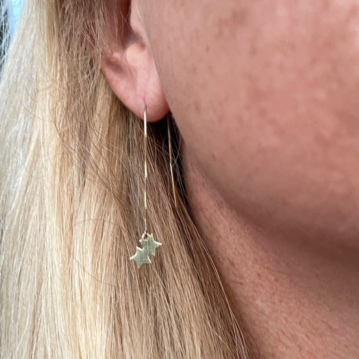 14k Gold Double Star Threader Earrings | mazi + zo