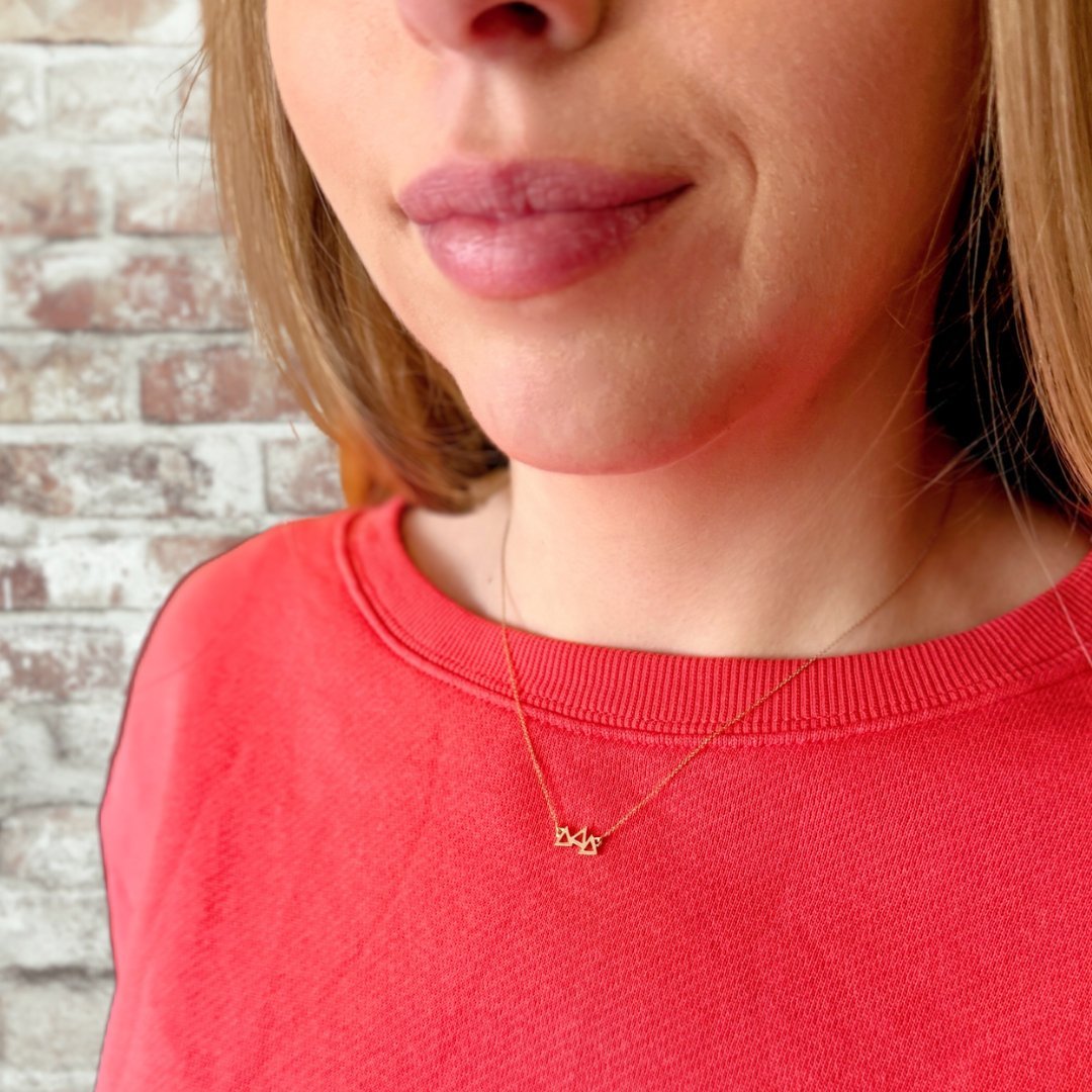 14k Gold Tri Delta Necklace | mazi + zo sorority jewelry