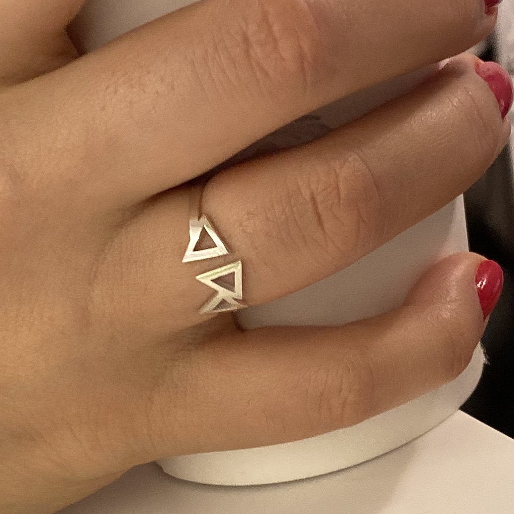 Sterling Silver Delta Delta Delta (Tri Delta) ring | mazi + zo sorority jewelry