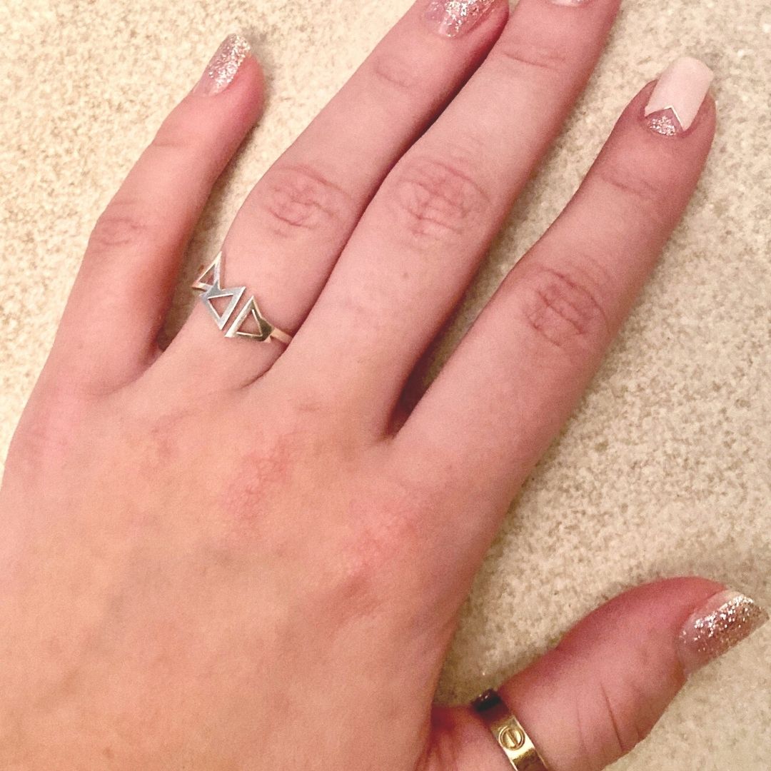 Sterling Silver Delta Delta Delta (Tri Delta) ring | mazi + zo sorority jewelry