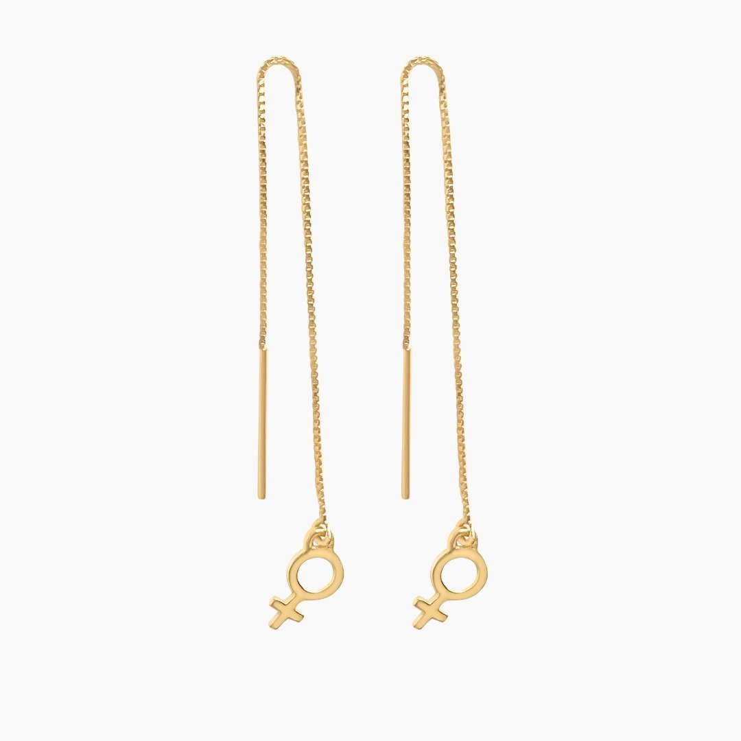 14k Gold Venus Threader Earrings | mazi + zo feminist jewelry