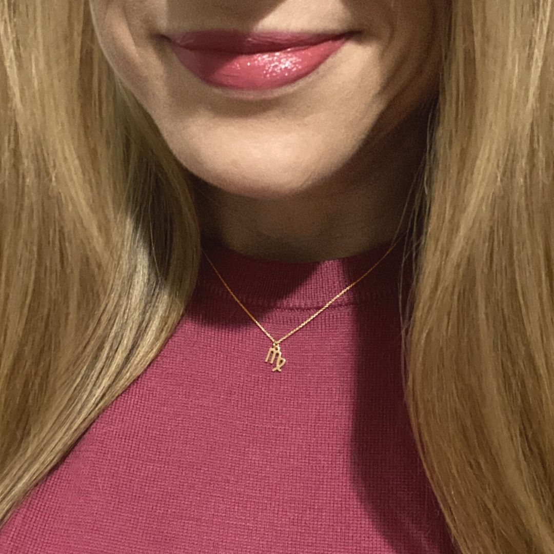 14k Gold Virgo Sign Necklace | Zodiac Necklace | Horoscope Jewelry | mazi + zo