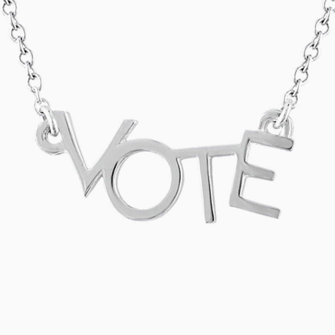 Sterling Silver VOTE Necklace | mazi + zo sorority jewelry
