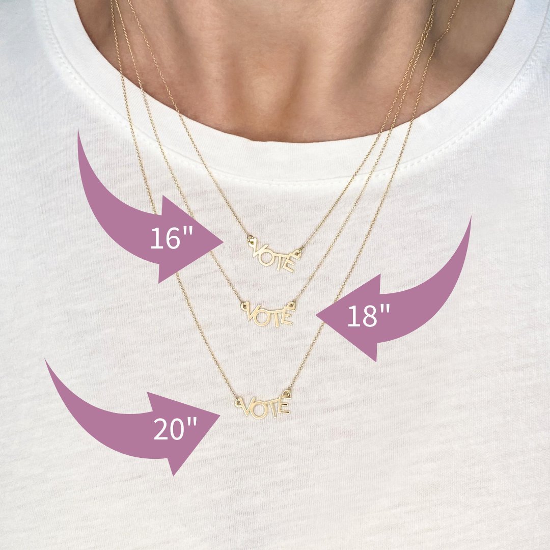14k Gold VOTE Necklace | mazi + zo sorority jewelry