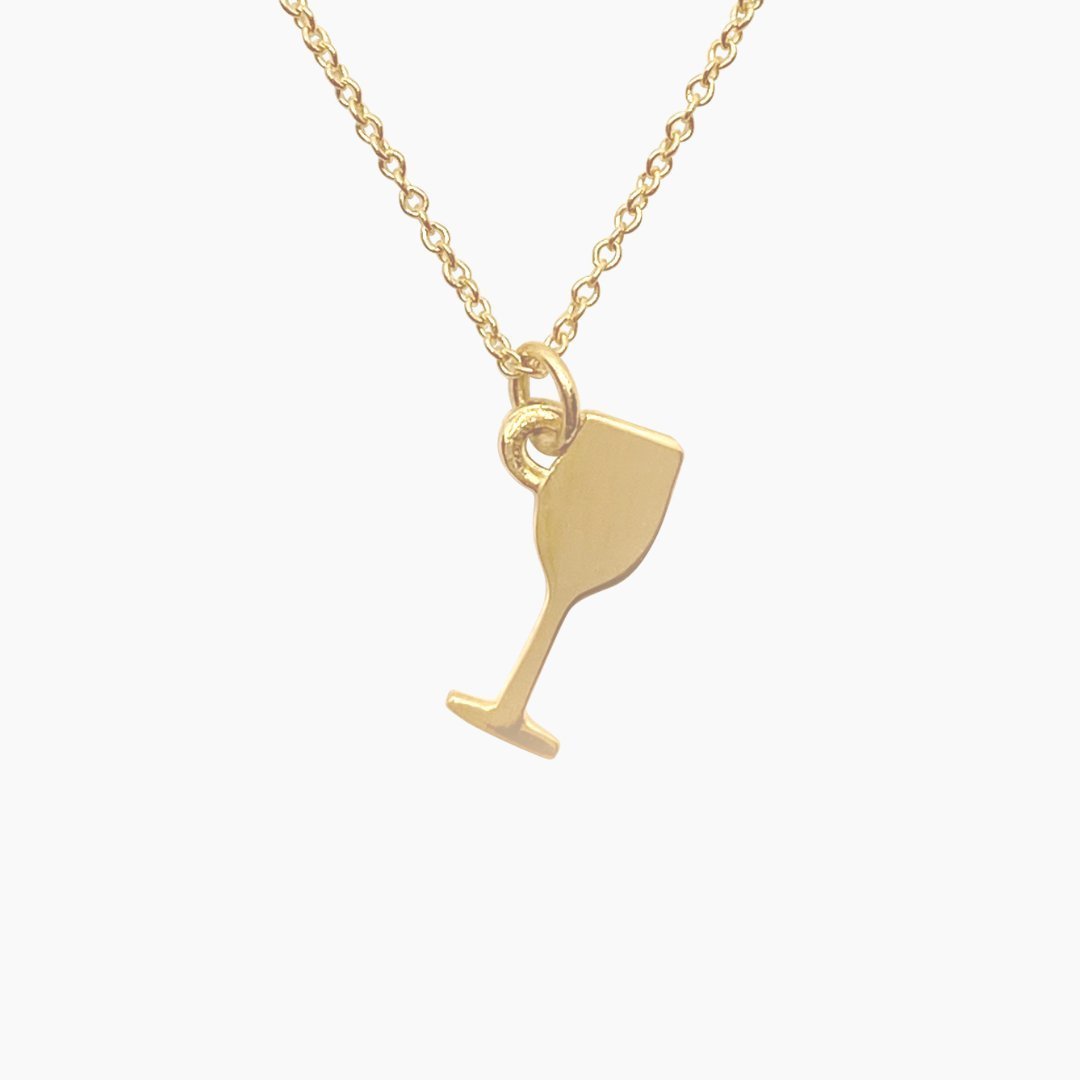 14k Gold White Wine Glass Necklace| mazi + zo