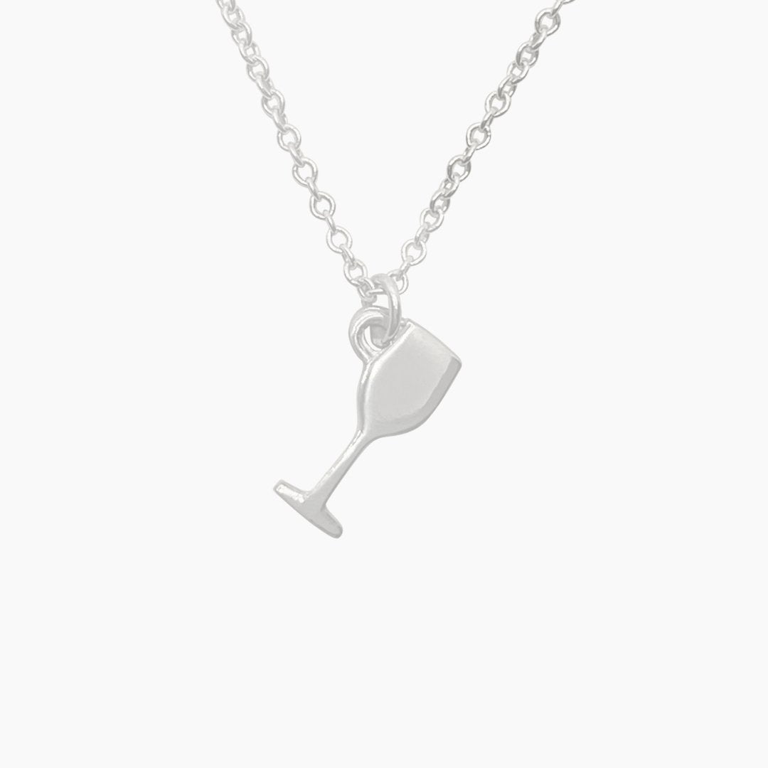 Sterling Silver White Wine Glass Necklace| mazi + zo