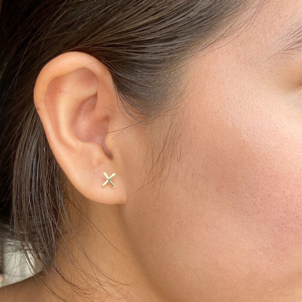 14k Gold Greek Letter Chi Earring | mazi + zo sorority jewelry